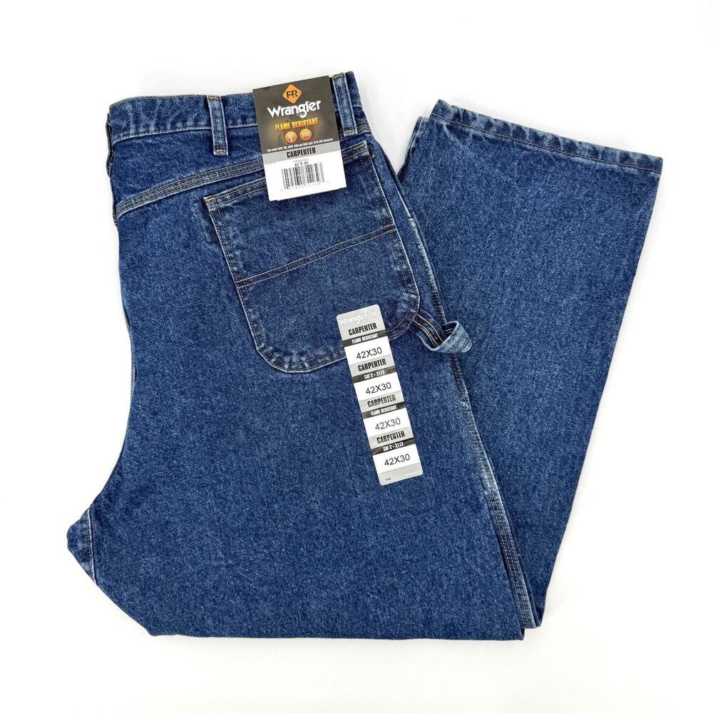 Wrangler Riggs Workwear Mens FR Flame Resistant Carpenter Blue Jeans 42x30 CAT 2